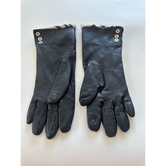 Altare Black Genuine Leather Gloves with Zebra Print Accents Women's LG - Picture 2 of 6